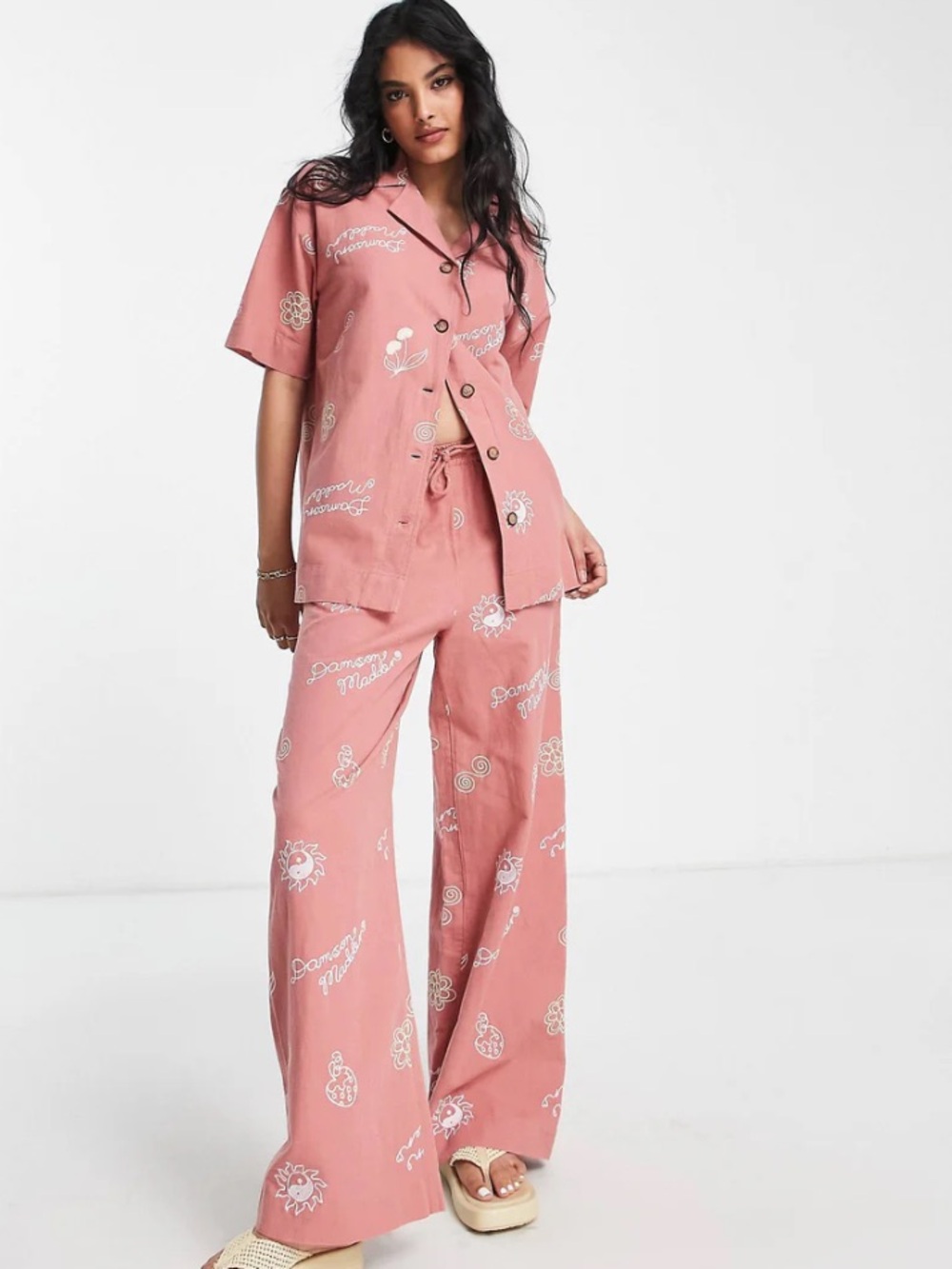Anthropologie Damson Madder Chloe Embroidered Two Piece Set Size 12/16